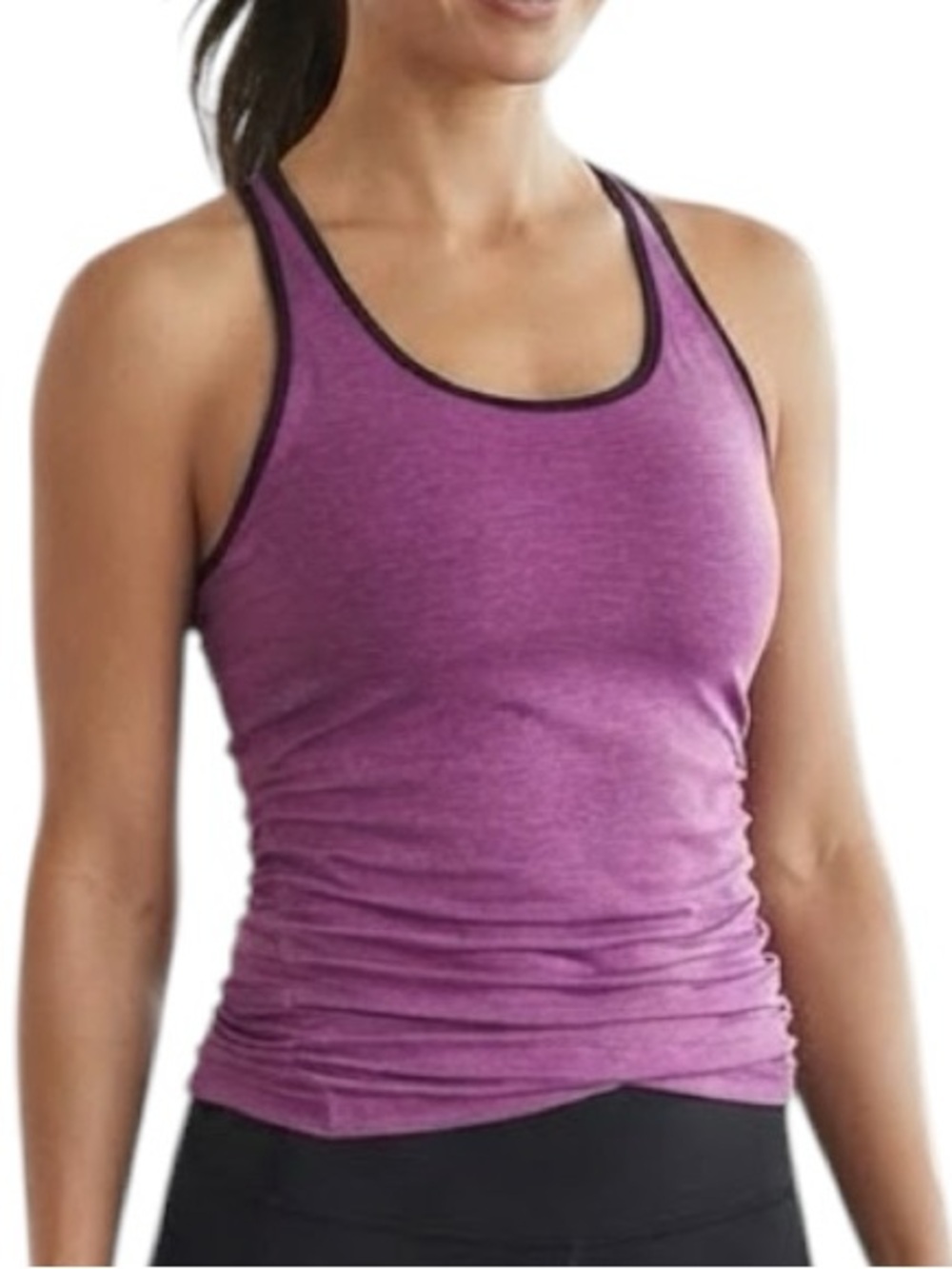 LULULEMON In The Flow Heathered Regal Plum Ruched Workout Tank 6